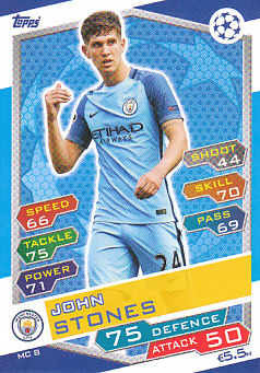 John Stones Manchester City 2016/17 Topps Match Attax CL #MC08